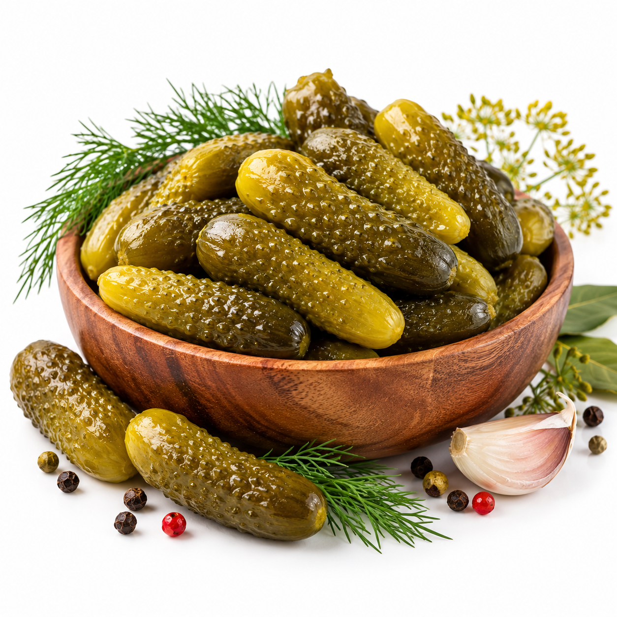 Rustic Bowl of Pickles with Dill