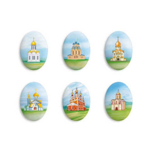 медальон Храмы 35х25мм 63шт, 78043