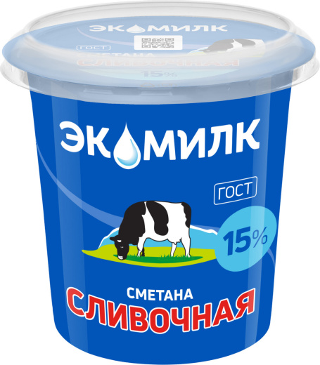 Сметана Экомилк 300г 15 Сливочная