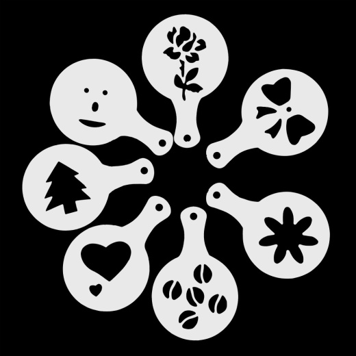 Трафарет  Для пирожных, тортов, кофе, 7шт., 8,5х13см, пластик 34555-Д