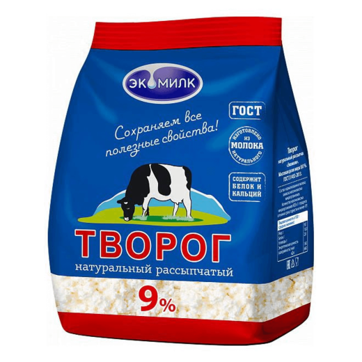 Творог Экомилк 9%, 350г натур. рассыпч.