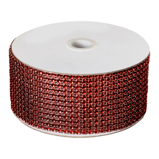 Лента со стразами ПОД ЗАКАЗ, Красная h6смх 9,14м 42994
